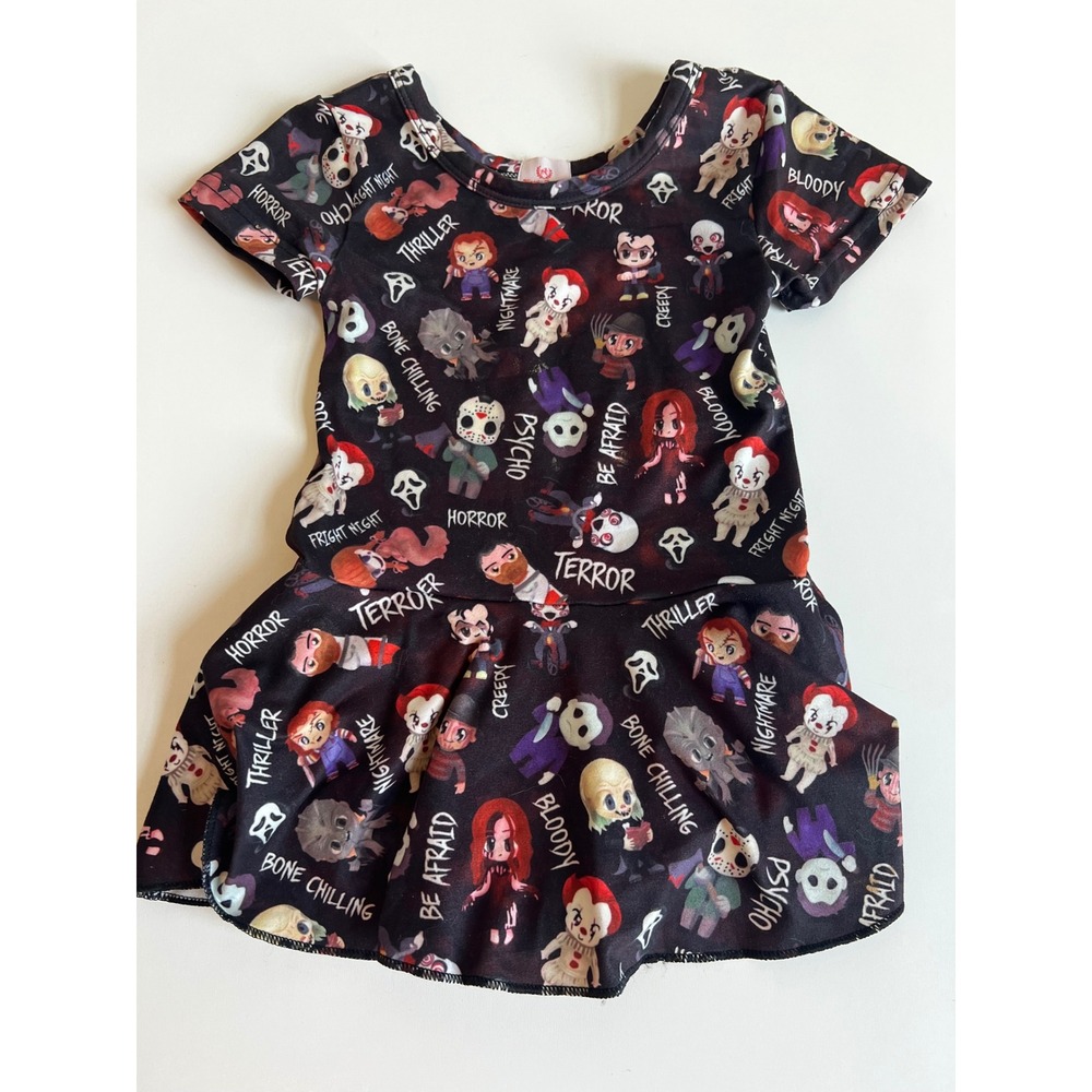 Winoxy Designs Horror Movie Characters Halloween Dress Infant Girl Romper Sz 24